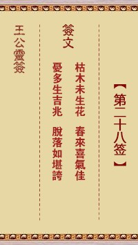王公灵签28签，王公灵签第二十八签解签占卜详解